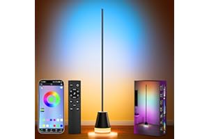 Keepsmile Smart RGB LED Corner Floor Lamp,172 LEDs Bright Standing Lamps for Living Room with APP and Remote,Modern Floor Lamp for Bedroom with Music Sync and 16 Million Colors, Ink Black