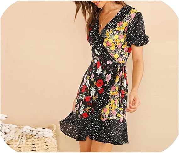 womens floral wrap dress