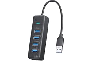 USB Hub, PHIXERO 4-Port 3.0 Hub Multi Port Expander, Fast Data Transfer Splitter for Laptop, Compatible with All Device