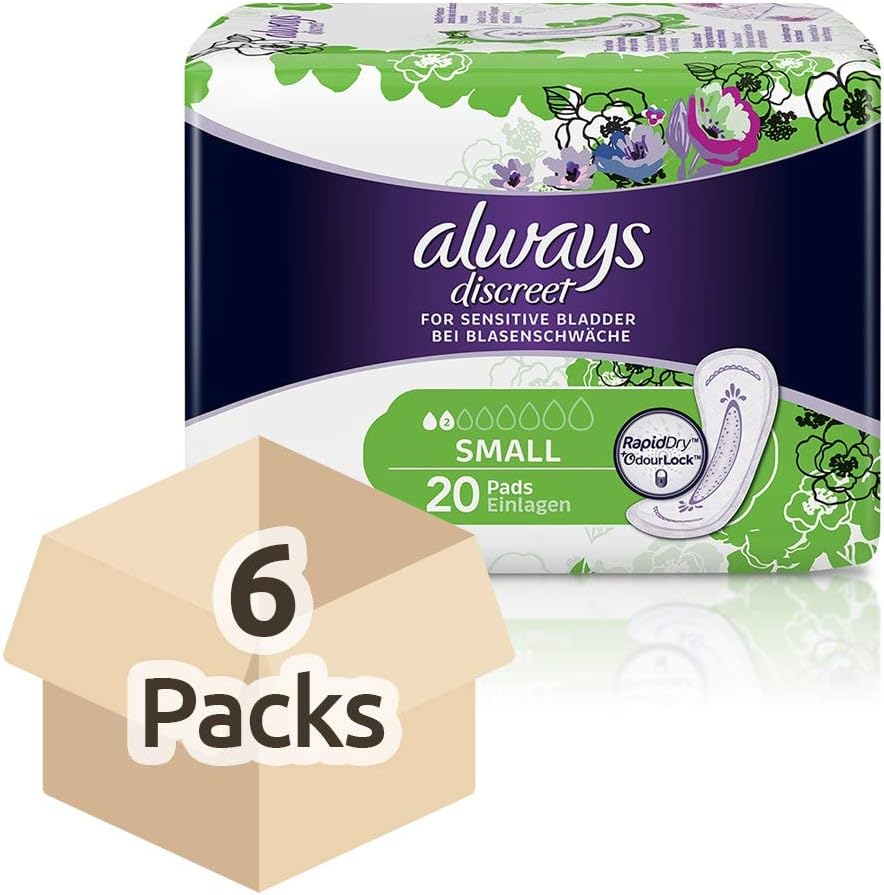 Always Discreet Incontinence Pads - Small (6 Packs of 20)