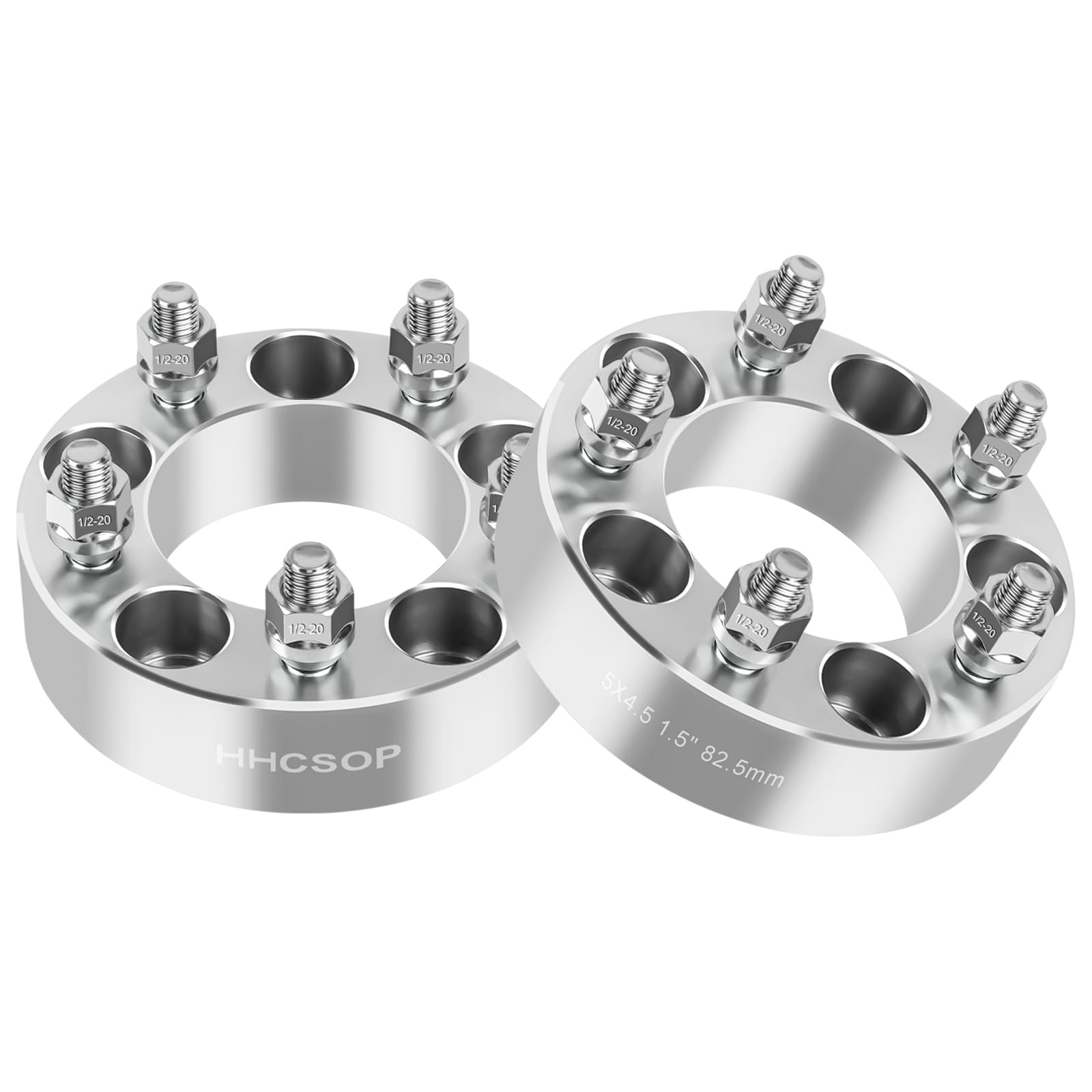 Photo 1 of HHCSOP 5x4.5 Wheel Spacers 1.5 inch Compatible with Ford Mustang Ranger Explorer Edge Crown Victoria Jeep Wrangler Liberty Cherokee Comanche, 2PCS 5x114.3 Wheel Adapter Bore 82.5mm & 1/2x20 Studs