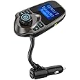Nulaxy Bluetooth Car FM Transmitter Audio Adapter Receiver Wireless Handsfree Car Kit TF Card AUX 1.44 Display – KM18 Brown