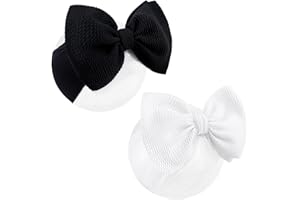 YanJie Baby Girl Bow Headbands - Black, White Nylon Hair Bows for Infants and Toddlers 0-6 Months