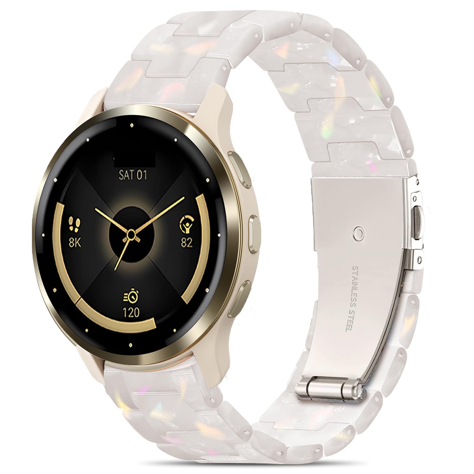 Compatible with Garmin Venu 3s Watch Band Resin, 18mm Strap Compatible for Garmin Venu 2s/Forerunner 265s/255s/Vivoactive 4s/Vivomove 3s Wristband Bracelet Replacement with Stainless Steel Buckle