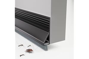 VANNESSE Door Draft Stopper with Brush, 39" Door Sweep for Bottom of Door, Self Adhesive Weather Stripping for Bottom of Door, Under Door Seal Dust/Noise/Hot or Cold Air Insulation, Black, 1 Pack