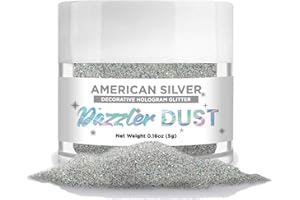 BAKELL American Silver Art & Craft Glitter, 5g Jar | DAZZLER DUST | Non-Toxic Decorating Glitter | Arts, Crafts, Slime, Glue, Paint, Face & Body (American Silver)