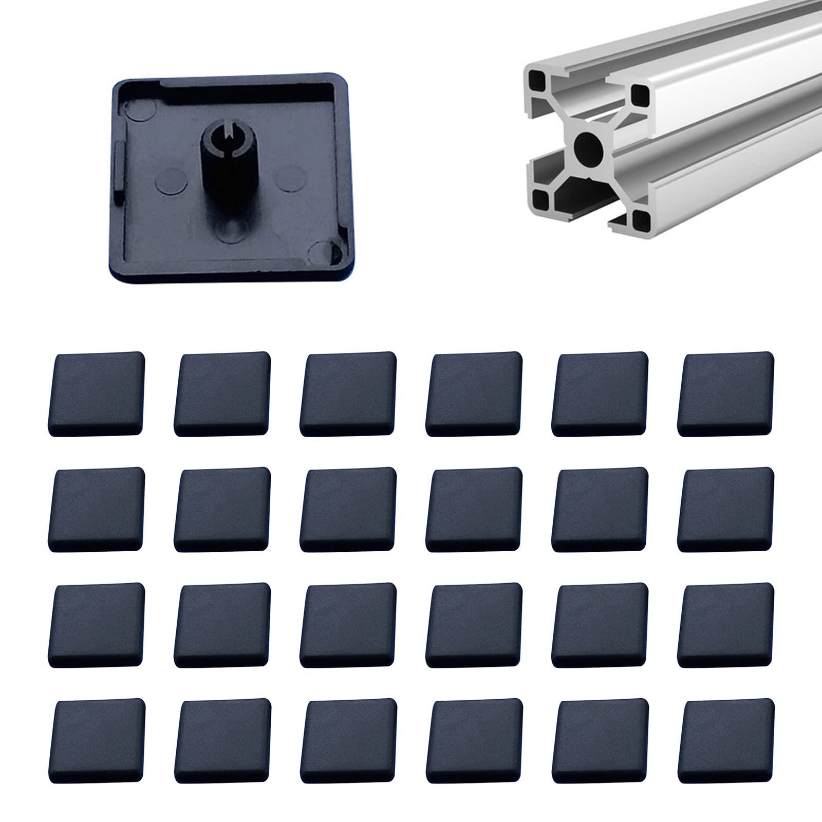 YouU 20x20mm European Standard Seal Cover European Aluminum Extrusion Profile End Cover Black 60 PCS