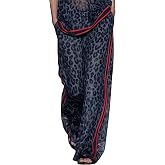 stylewe Womens Wide Leg Pants Leopard Print Elastic Waist Flowy Palazzo Pants with Pockets Casual Lounge Pants