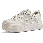 TIMEJOY Women's Platform Sneakers Chunky Tennis Shoes with Artificial Leather & Recyclable Material Insole Non-Slip Cushion for Casual, Streetwear & Daily Outfits