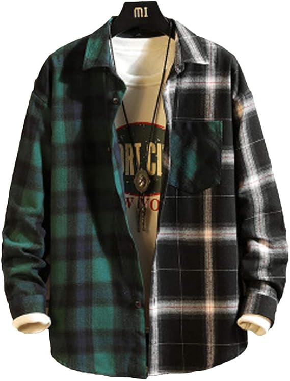 Amazon Zuomaチェックシャツ メンズ ギンガムチェック柄 長袖シャツ ステッチチェック カジュアルトップス 2色格子模様 ネルシャツ ゆったり スリム おしゃれ 通勤通学 普段着 デート カップルお揃い シャツ 通販