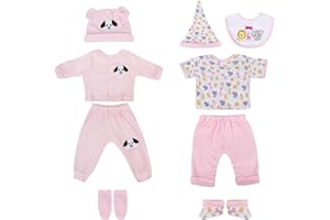 DCOLCO Reborn Baby Doll Girl Clothes for 16-18 Inch Newborn Baby Doll Grey Striped Cross Matching Costume Outfit Accessories Set for Boys&Girls 3 pcs