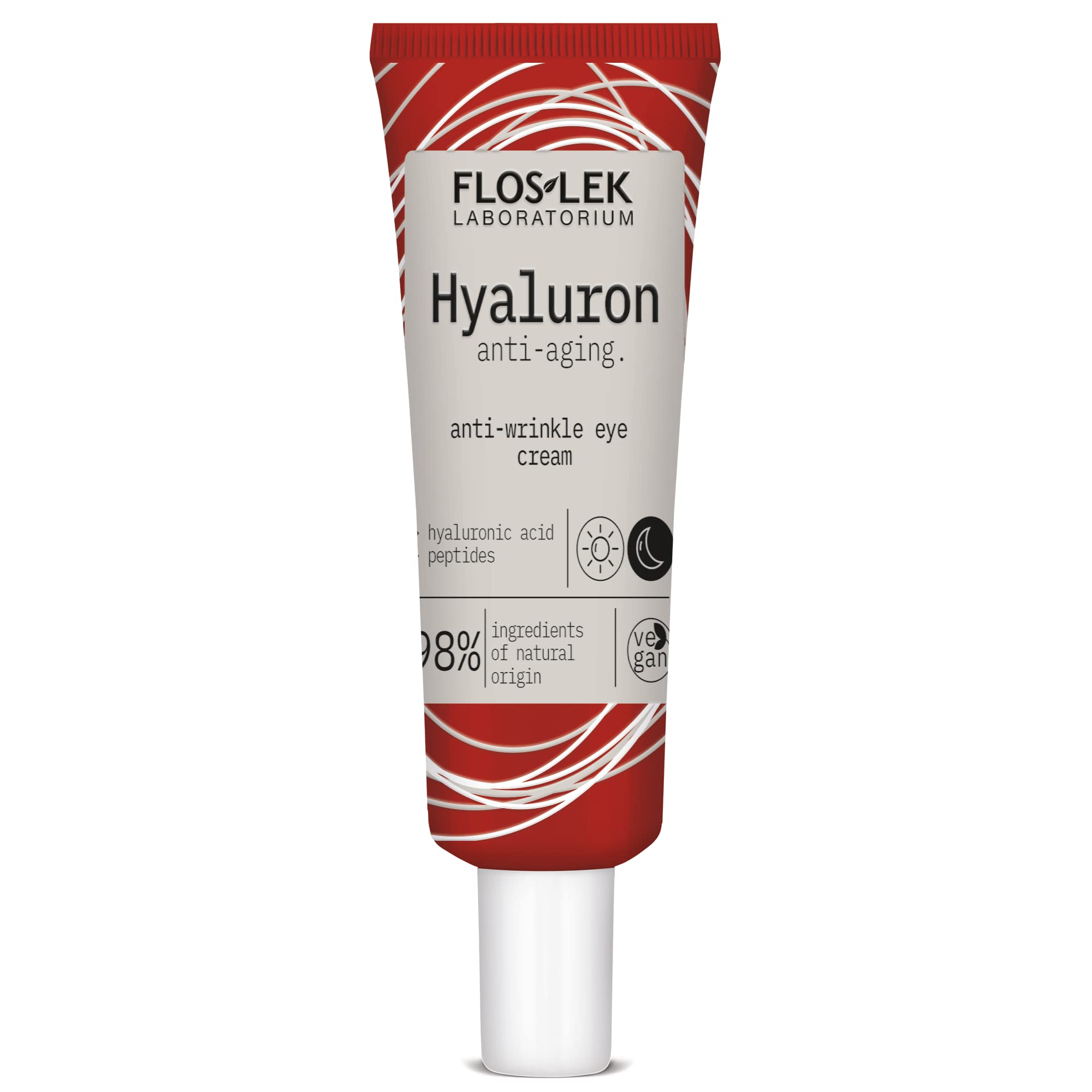 Floslek | HYALURON Anti-Wrinkle Eye Cream | Anti-aging eye care | Moisturising and firming of the skin | Reduction of dark circles under the eyes | 30 ml