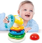 Clementoni Stacking Rings Baby Toy 5 Colourful Rings Textured Surfaces 10+ view 2
