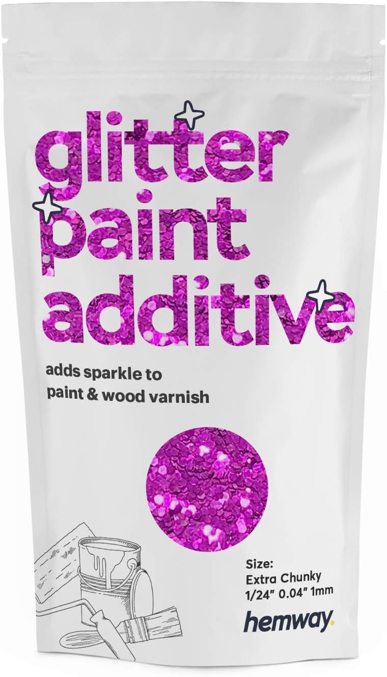 Hemway Rose Pink Glitter Paint Additive Extra Chunky 100g for Adding Sparkle to Paints & Varnish, Extra Chunky (1/24" 0.040" 1mm)