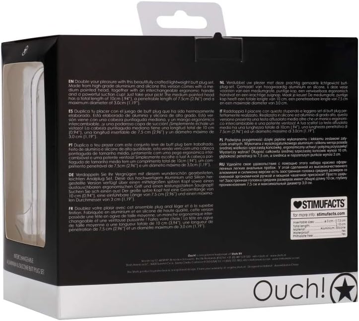 Ouch! by Shots - Replaceable Round Buttplug Set - Medium, Black - Image 4