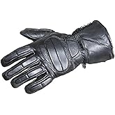 Men’s Winter Gauntlet Motorcycle Gloves, 100% Natural Sheep Leather, Thinsulate Thermal Heated Lining, Full Windproof Cold Weather Water Resistant, Reinforced Warm Biker Driving Glove Black XL