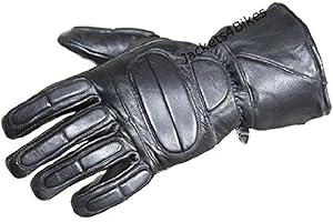 JACKETS 4 BIKES Men’s Winter Gauntlet Motorcycle Gloves, 100% Natural Sheep Leather, Thinsulate Thermal Heated Lining, Full Windproof Cold Weather Water Resistant, Reinforced Warm Biker Driving Glove Black XL