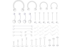 D.Bella Mix Style Clear Piercing Retainer Flexible Nose Septum Lip Ear Eyebrow Nipple Tongue Belly Button Rings Cartilage Tra