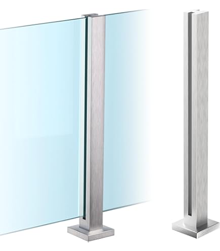 Glass Balustrade Black Square Glass Railing Post System - Stainless - View #3