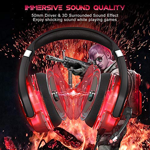 PS4 Headset,GEEKLIN gaming headset for pc gaming headset for xbox one controller with microphone,Rotatable ear shell,50mm super bass speakers,3.5mm Adapter for Laptop