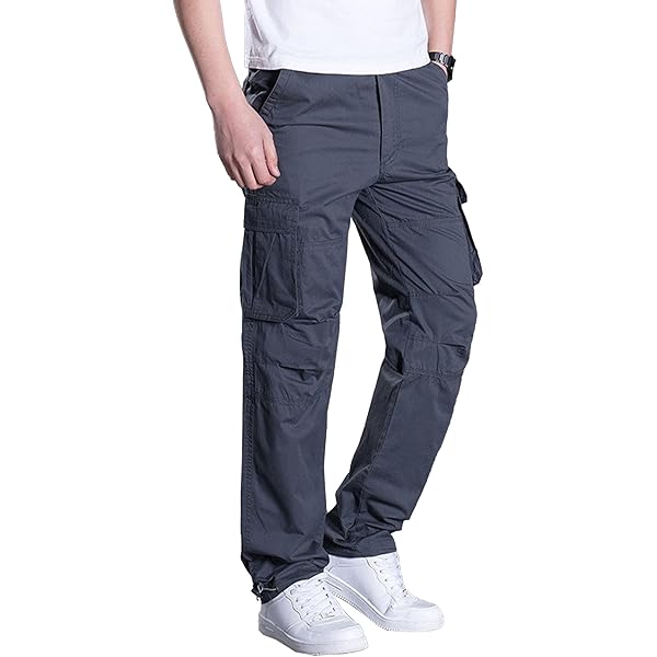 Pantalon Convertible BC Clothing Homme – Cargo Nylon Stretch Gris, Taille L (30), été/hiver