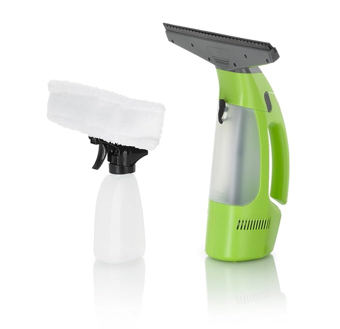 Comag elektrischer Fenstersauger Fensterreiniger inkl. waschbarem Microfaser-Wischbezug + Wischer + Sprühflasche (12W, 3,7V, 