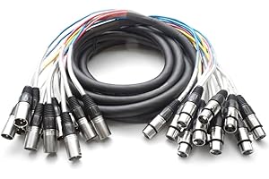 Seismic Audio - 12 Channel XLR Snake Cable - 15 Feet Long - Pro Audio Snake for Live Live, Recording, Studios, and Gigs - Patch, Amp, Mixer, Audio Interface 5'