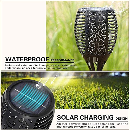 DeLight Solar Torch Lights, Waterproof Tiki Torches, Ourdoor Landscape Lighting 96 LED Dusk To Dawn Auto On/Off Security Torch Light (2 Pack)