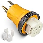 MECMO NEMA 14-50P to SS2-50R Twist Lock RV Generator Adapter, 50 Amp 14-50P RV Generator Plug to Shore Power Adapter, 125/250V for 50A Transfer Switch Power Inlet Box, RV Camper, Generator to House