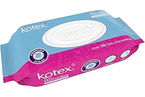 Kotex Toallitas Húmedas para Higiéne Íntima, 1 paquete con 56 piezas, con Control de Olores y PH
