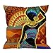 HGOD DESIGNS African Square Pillow Cushion Cover,African Women Cotton Linen Cushion Covers Home Decorative Throw Pillowcases 18x18inch,Yellow,Brown