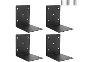 XZWMY 4 PCS Heavy Duty Steel Corner Brackets,6"x6"x5"L Right Angle Bracket,DIY L Shelf Brackets,90 Degree Post Bracket,Metal Joint Timber Connector Support for Wood Shelves,Furniture……