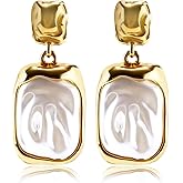 Baroque Pearl Dangle Earrings, Gold Vintage Pearl Statement Earrings Ideal Drop Jewelry Gifts for Women Birthday Wedding