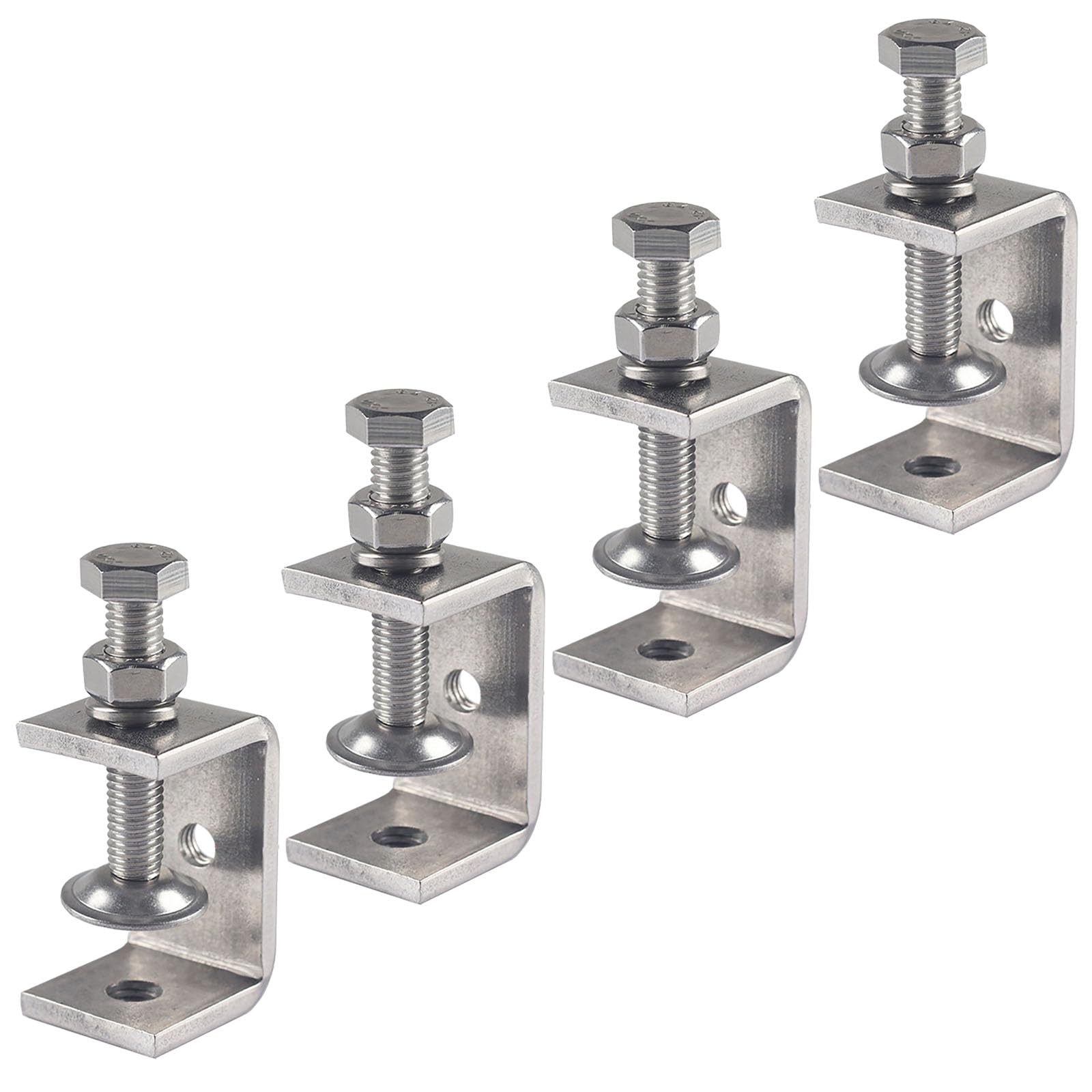 Ponezg C Clamp Stainless Steel 35 mm C Clamps Screw Clamps Small Clamping Screw Clamp Clamps Metal Clamp Bracket Table Clamp 6-29 mm Adjustable Jaw Openings M8 Clamp Set, C-Clamp (Pack of 4)