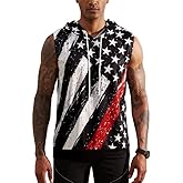 Arvilhill Men's 4th of July Hooded Tank Tops American Flag Sleeveless Shirts Patriotic Muscle Cutoff Shirt (S-XXL)