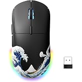 Typehaven G57 Wireless Gaming Mouse, 8000 DPI, Black | 80g Rechargeable Wireless Mouse, 2.4G/Bluetooth/USB-C Connectivity, 5 Programmable Buttons, PC/Mac Compatible
