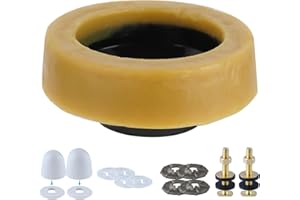 Hibbent Extra Thick Toilet Wax Ring, Toilet Bowl Wax Seal Kit with Closet Bolts,Caps, PE Flange and Extra Retainers,32mm Thic
