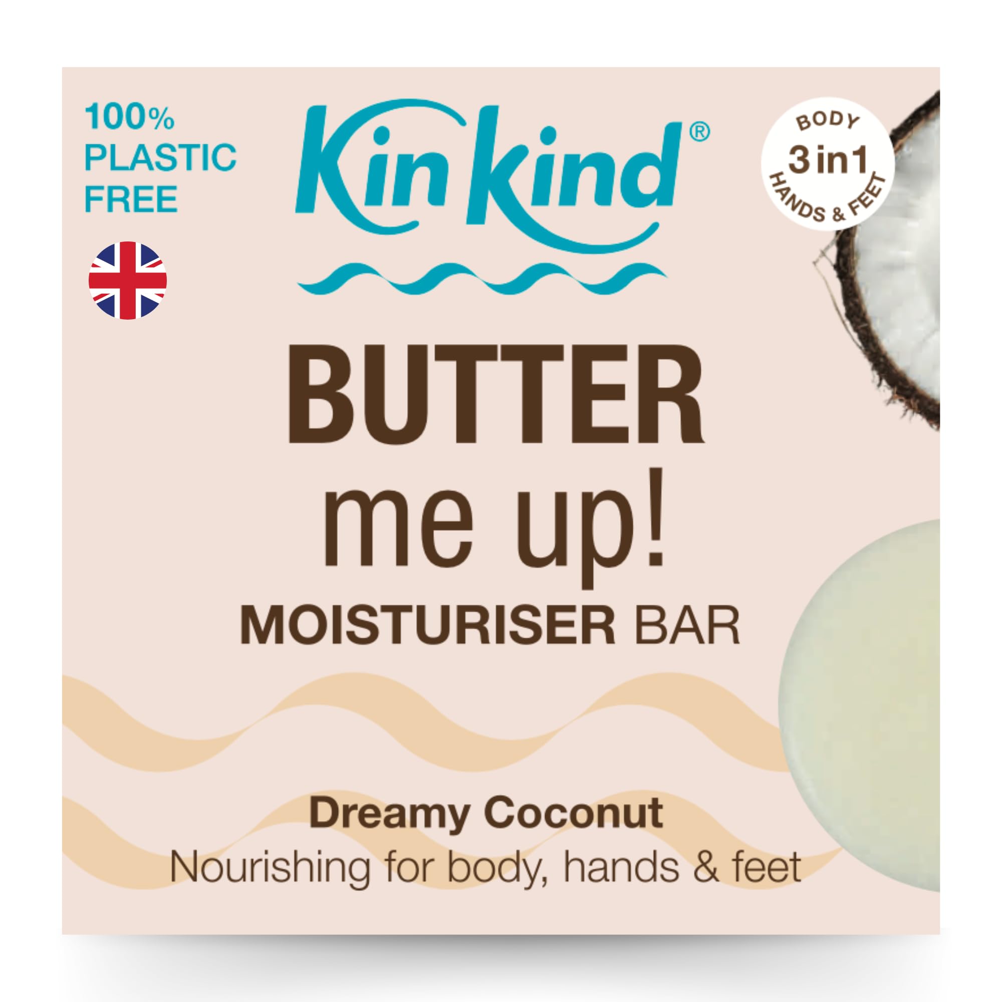 KinKind BUTTER Me Up Body Lotion Moisturiser Bar with nourishing cocoa seed butter. Plastic free & Vegan. The ultimate all-in-one moisturiser bar for body, hands and feet. — image 1