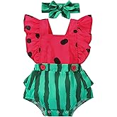 Mubineo Baby Girl Summer Fruit Rompers Clothes Newborn Outfits Flower Ruffle Sleeveless Romper Overalls