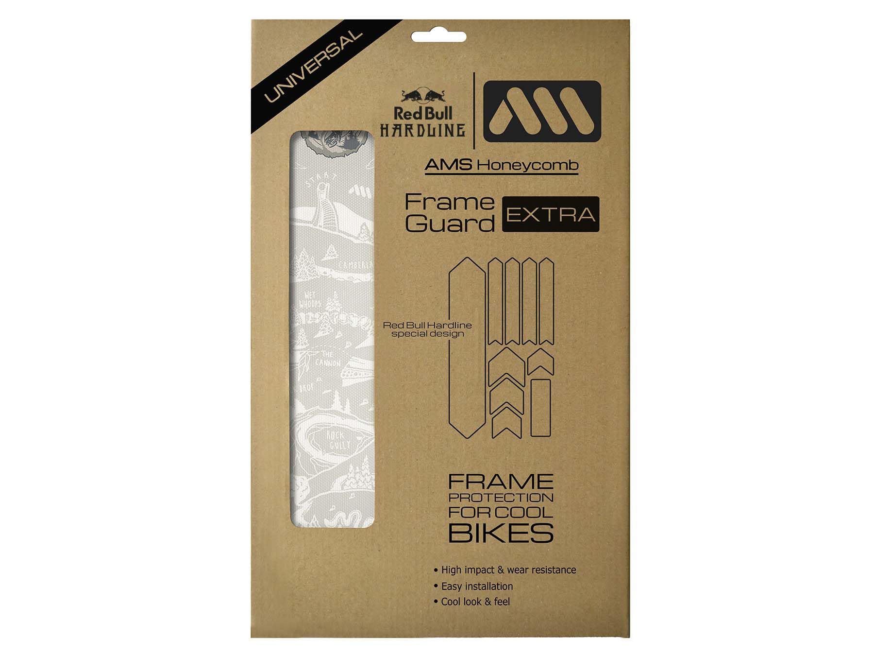 All Mountain Style AMS High Impact Frame Guard Extra - Protects Your Bike from Scratches and dings, Red Bull Hard White