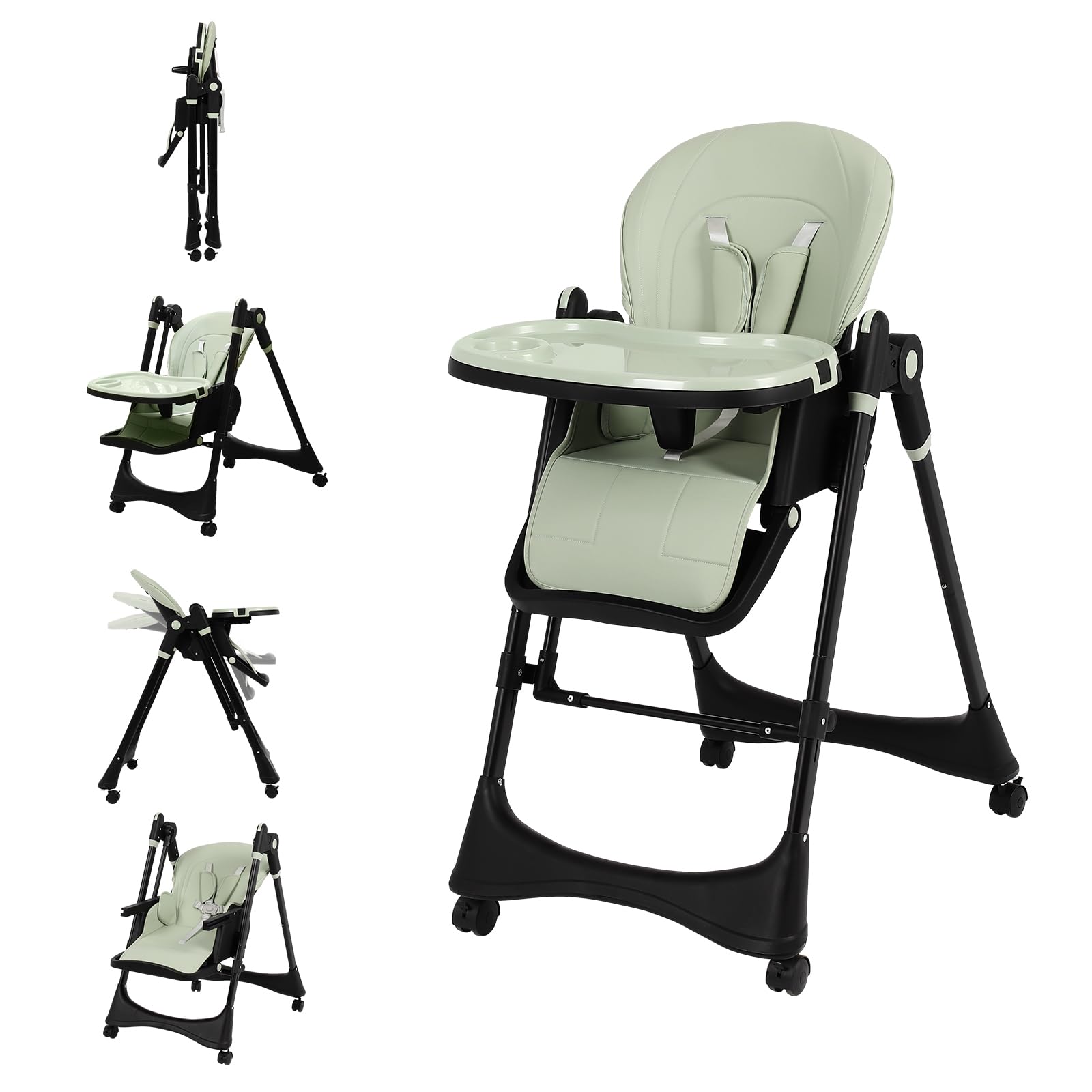Photo 1 of **PARTS ONLY/SEE NOTES** 6-in-1 Convertible High Chair with Rocker | Baby High Chair for Newborn to Toddler (0-3 Years) | Adjustable, Foldable & Easy-Clean with Dishwasher Safe Tray & Tool-Free Assembly,Black-Green