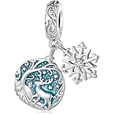 NINGAN 925 Sterling Silver Charms Fit for European Bracelets and Necklaces, Merry Christmas Tree Heart Elk Horn Snowflake Beads with Shiny Cubic Zirconia as Christmas Jewelry Gifts for Women