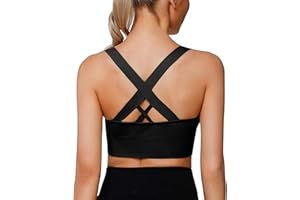 LAJERIN Supportive Sports Bras for Women High Impact, Women Sports Bra Cross Back Strappy, Women's Padded Sports Bras