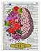 Brain With Flowers, Think, 11x14 Inch Reproduction Vintage Dictionary Art Print With