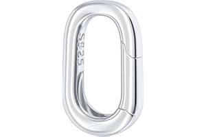 HINZIC 925 Sterling Silver Lobster Clasp Hypoallergenic Tiny Oval Carabiner Necklace Shortener Enhancer Connector Extender Spring Ring for Jewelry Finding Necklace Bracelet Keychain