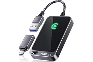 JEMLUSE Wireless CarPlay Adapter for Apple - Stable Fast Connection for Convert Factory Wired to Wireless CarPlay Dongle Cars for iPhone - No Latency from iOS 10+ to Screen w/USB C(Pacific Blue Gray)