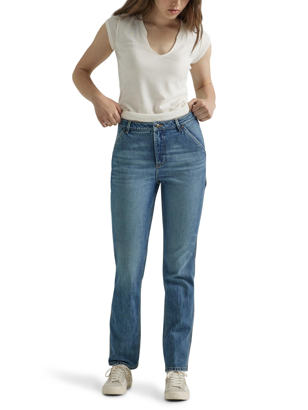 Photo 1 of Wrangler Women's High Rise True Straight Leg Carpenter Jean, Indigo
