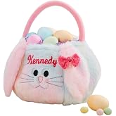 Personalization Universe Rainbow Bunny Embroidered Easter Treat Bag