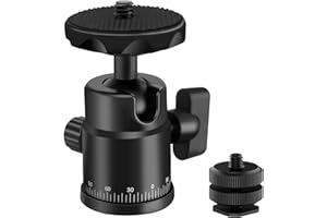 Universal 1/4" Swivel Mini Ball Head Screw Tripod Mount with Hot Shoe Mount, EszkozTA 360° Panoramic Rotating Mount Base Adapter for DSLR Cameras HTC Vive Tripods Monopods Light Stand