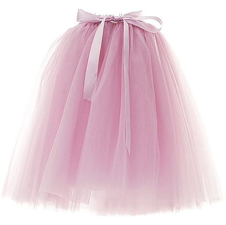 Facent Damen Mädchen 6 Schichten Knielang Tüllrock Midirock Tüll Kleid Rock